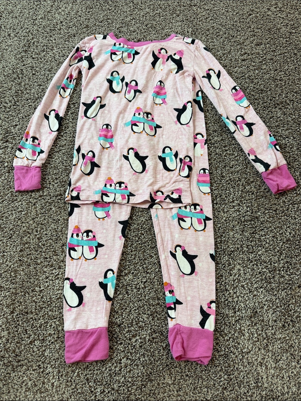 Little Sleepies Pink Penguin Print Long-Sleeve Pajama Set
